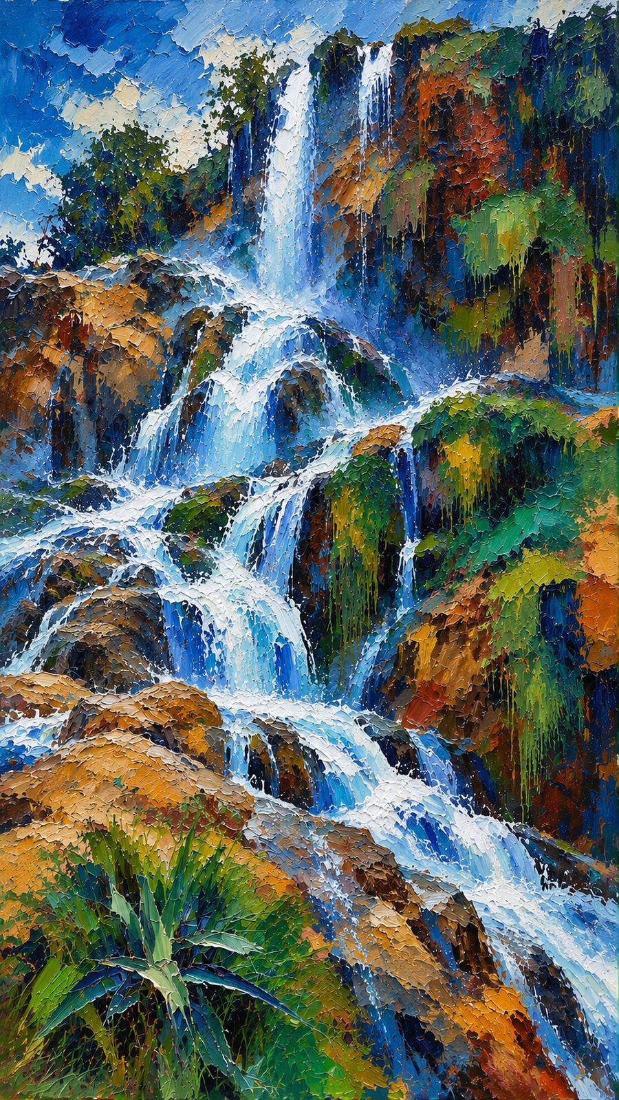 Les cascades d'Imouzzer, huile sur toile de Pierre Gino